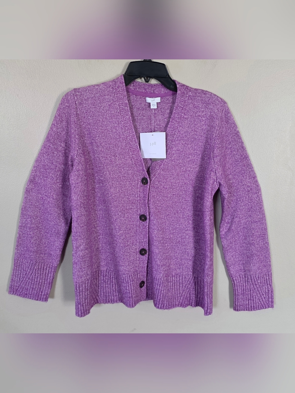 NWT J. Jill Purple Heathered V-neck Cardigan Women's Size M